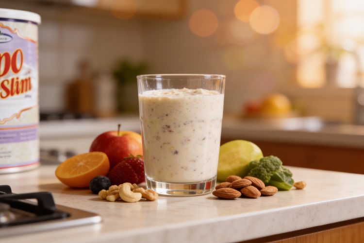 نوشیدنی تهیه شده از پودر لیپو اسلیم با مواد غذایی سالم